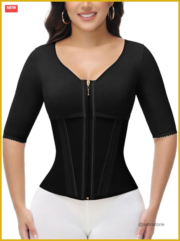 Waist Trainer Corset Shapewear Tummy Control Compression Tank Top With Zipper
